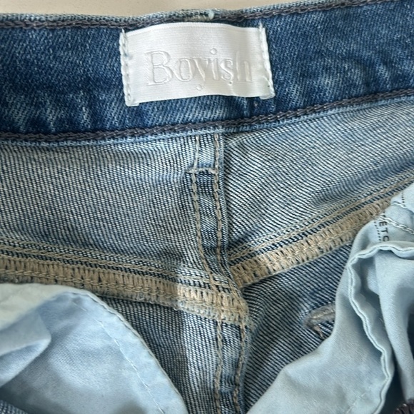 Boyish The Mikey High Rise Wide Leg Jeans Raw Hem Authentic Stretch Size 25 - Picture 8 of 12